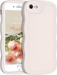 YINLAI for iPhone SE Case (2020/2022), iPhone 7/8 Case, Cute Curly Wave Frame Shape Soft TPU Silicone Cover for Women Men Camera Protection Shockproof Phone Case for iPhone 7/8/SE 4.7", White